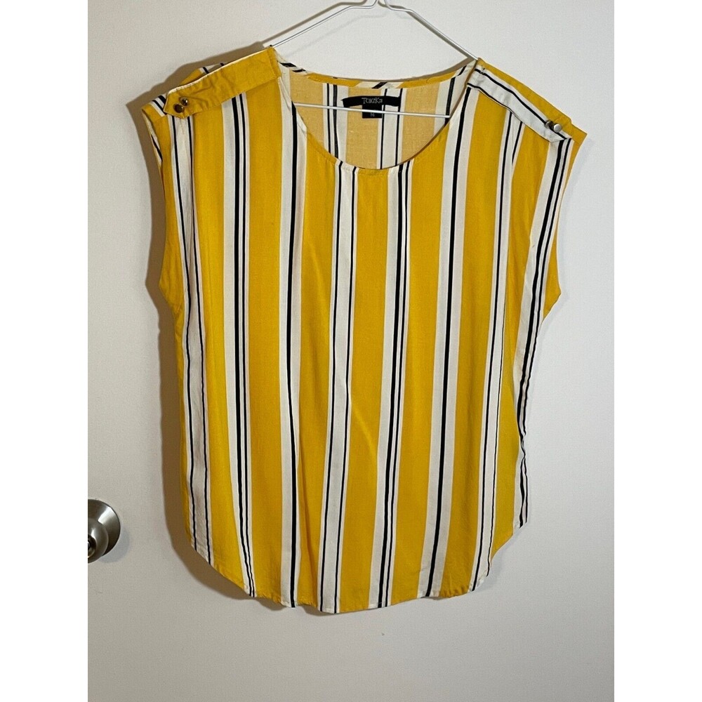 Womens / Juniors Medium Shirt, Yellow Striped Blouse, Toxik3 Brand